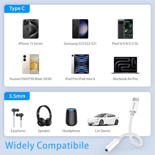 Htrenc Usb C To 3.5Mm Headphone Jack Adapter For Iphone 16/16 Pro/15/15 Pro/Pro Max/Plus thumb #5
