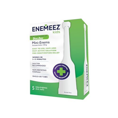 Image of DocuSol Enemeez Kids Enema - Constipation Relief For Kids, Docusate Sodium Stool Softener, Fast-Acting, 5 Single-Use Disposable Tubes