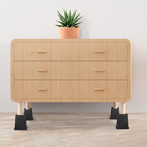 Affogato Bed Risers, 4 Pack 6 Inch Heavy Duty Furniture Risers, Table Leg Extenders, Bed Lifts Fits To Bed, Chair, Desk, Cabinet, Sofa, Couch, Tables, Support Up To 5000 Lbs (Black) #TOP6