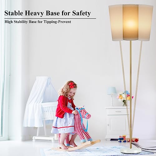 Boostarea Floor Lamp For Living Room With 3 Color Temperatures Bulb, Industrial Floor Lamps, Classic Tall Lamp For Office, Standing Lamps For Bedroom, Kids Room, Study(9W Led Bulb, White Linen Shade) #TOP6
