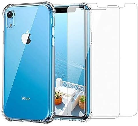 Miniatura 2 de Funda transparente y protector de pantalla para iPhone XR  Paquete 2 en 1  2 protectores de pantalla de vidrio templado  Funda suave transparente