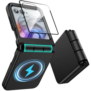 Tccvayar for Motorola Razr 2025/2024 Magnetic Case [Compatible with MagSafe] with Screen Protector, Hinge Protection,Soft TPU & Hard PC Dual-Layer Cover Anti-Scratch for Moto Razr 2025/2024,Black