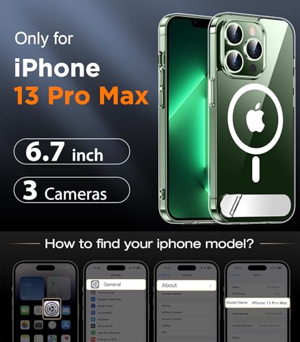 Image of Magnetic Compatible with iPhone 13 Pro Max Case, [Built-in Invisible Kickstand][Compatible with MagSafe] [Military Grade Shockproof] Slim Thin Phone Case for iPhone 13 Pro Max 6.7 inch