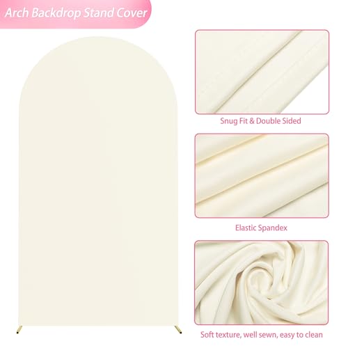 Wokceer 7.2FT Wedding Arch Cover Spandex Fitted Wedding Arch Stand Covers Round Top Chiara Arch Backdrop Cover for Birthday Party Ceremony Banquet Decoration Ivory by Wokceer - Image 4