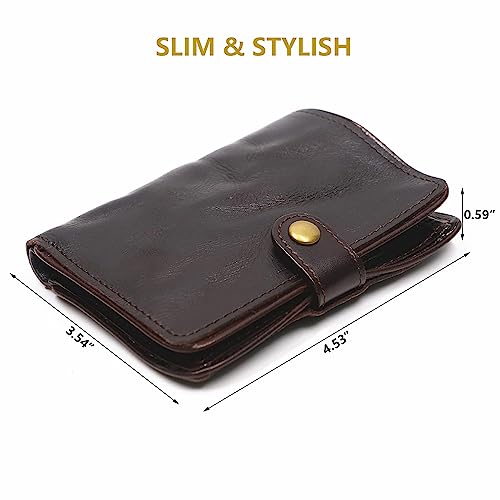 Top Grain Leather Wallet for Men, Rfid Blocking Short Bifold Slim Mens Wallet, Men Thin Billfold Wallet with Card Holder Gift Box (Coffee)2