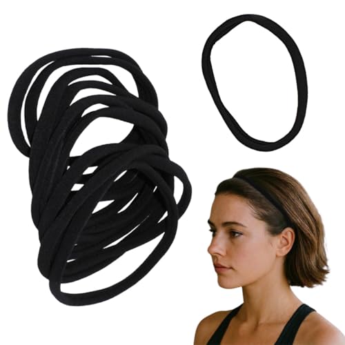 Righe e Pois 10 Fascette Per Capelli Nere Unisex Elastiche In Filanca 1 CM Made In Italy Elastici Capelli Donna e Uomo Confezione da 10 Fermacapelli