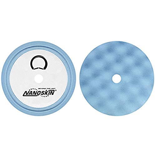 Image of Nanoskin 8 inch Speedy Waffle Foam Finishing Pad - Removes Surface Defects on Cars, Trucks, RVs, Boats & More | Recessed Loop Backing | Use with Rotary Polisher | Designed for Even Pressure Distribution