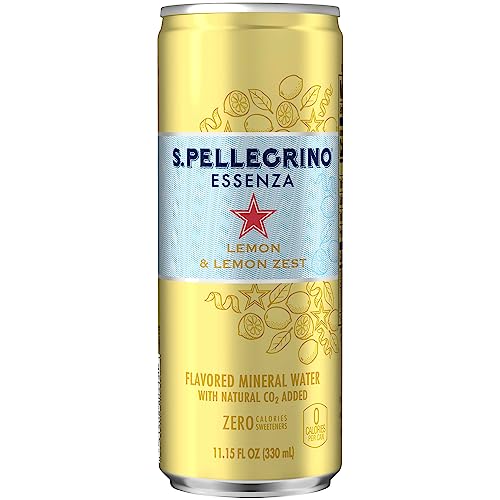S.Pellegrino Essenza Lemon Lemon Zest Flavored Mineral Water with CO2 Added, 11.15 Fl Oz Can