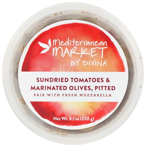 MEDITERRANEAN MARKET BY DIVINA Pitted Marinated Sundried Tomato Olives, 8.1 OZ
