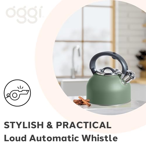 image for OGGI Tea Kettle for Stove Top - 64oz / 1.9lt, Stainless Steel with Lou