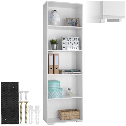 TecTake Bücherregal mit 5 Ebenen, vertikales Bücherregal, platzsparend,...