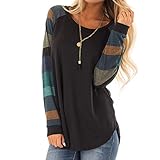 Damen T-Shirt Mode Frau Streifen O-Ausschnitt Lässige Tops T-Shirt Lose Lange Ärmel Oberteile Lange Ärmel Bluse