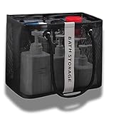 [Kanpari] バッグ 温泉 銭湯 バス プール サウナ お風呂 風呂 スパ メシュ 銭湯セット お風呂セット アウトドア 持ち運び便利 ジム 海水浴 ビーチ トラベル 旅行 レジャー トート かばん 手提げ メッシュ 網 バスグッズ 洗面用具 ポータブル 黒 ブラック [並行輸入品]