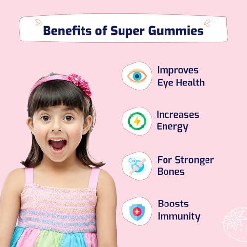Image of Gritzo Super Gummies Multivitamin (7+y Kids) (Strawberry Flavour, 30 Gummies) | Zero Added Sugar, 21 Vitamins & Minerals | Pack of 2