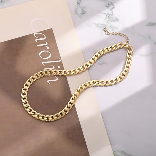 Moodear Gold Necklace For Women 14K Chunky Gold Chain Necklace Cuban Link Chain Choker Necklace For Women Trendy Fashion Jewelry thumb #5