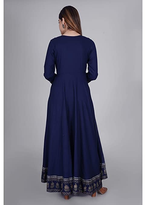 Image of JAYROSH Women's Embroidered Rayon Anarkali Kurta Gown | Flared Kurti for Women & Girls