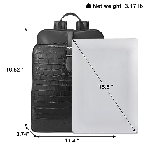 Image of CLUCI Leather Backpack for Women, 15.6 inch Laptop Bag, Large Genuine Work Backpack Travel Back