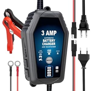 Voltebax Batterie Erhaltungsladegerät 6V und 12V 3A – Intelligentes Ladegerät für Auto Motorrad AGM Gel Bleiakku mit Schutzmodus und Tastensteuerung