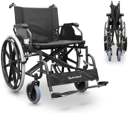 QUIRUMED Silla de ruedas, ANCHO ESPECIAL 56 CM UTILES, plegable, ...