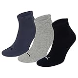 PUMA Quarter Calzini, Navy/Grey/Night Shadow Blue 532, 43-46 (Pacco Da 3) Unisex-Adulto