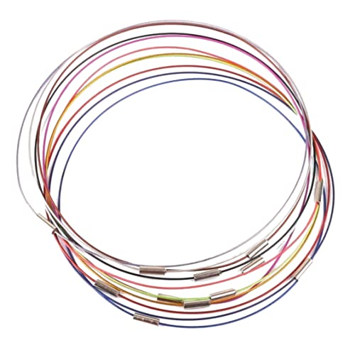 Ameble Lot de 10 Cordons de Collier Ras du Cou en Fil à mémoire Forme, Fil Artisanal en Acier mélangé pour la Fabrication Bijoux, Accessoires Tour Cou Tendance pour pendentifs et Perles 46
