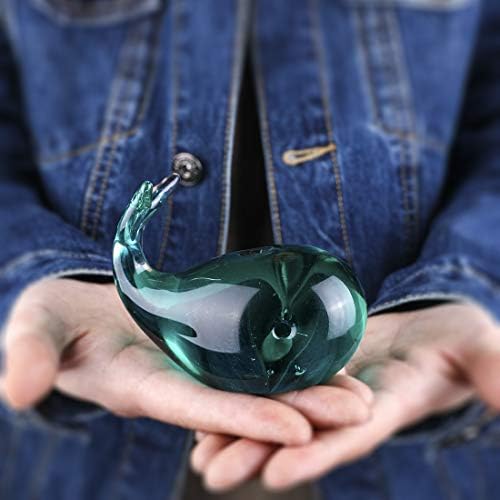YU FENG Glass Whale Sculpture Hand Blown Art Glass Animal Figurine Collectibles Glass Paperweight Home Decoration Ornament