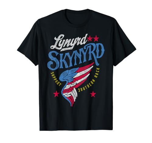 Image of Lynyrd Skynyrd Support Southern Rock Wing Stars Stripes Flag T-Shirt