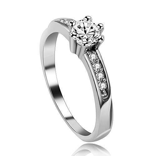 Uloveido 2 Pieces Wedding Engagement Couple Ring Set for Women and Men Valentine's Day Gift - Anniversary Promise Ring Set in Silver Color for Boyfriend and Friend J4732