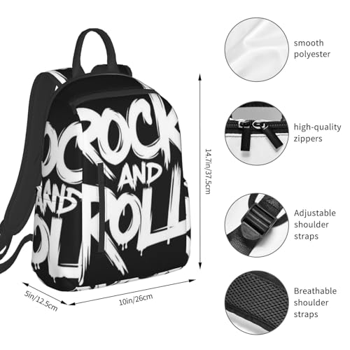 Travel Laptop Backpack black and white Rock And Roll tattoo print College Backpack Business Work Bag for Men Women4
