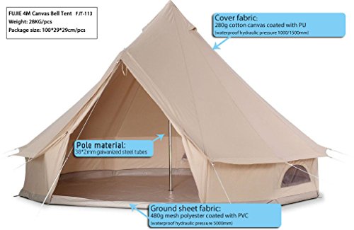 Carpa de camping tipo campana de lona de algodón 16FT para 8-10 personas miniatura 2