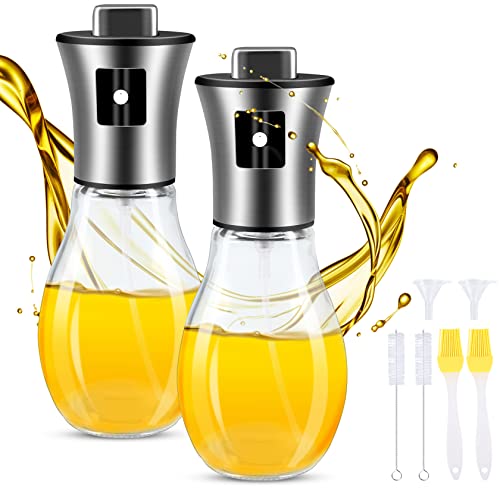 PAMIYO 2Pcs Ölsprüher für Speiseöl, Edelstahl Öl Sprühflasche, Olivenöl Sprüher Öl Sprayer mit Trichter für Kochen, Salat, BBQ, Pasta, Grillen Essigflaschen Ölflaschen Cover
