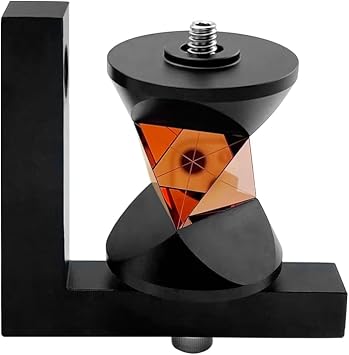 New 360 Degree Mini Prism With L Type Bracket Compatible For All Swiss Type Total Station, Red Film Mini 360 Total Station Prism With L-Bracket 360 Degree Reflective Prism