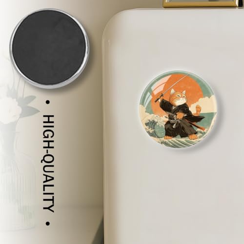 Imán decorativo redondo de cristal estilo gato naranja japonés miniatura 4