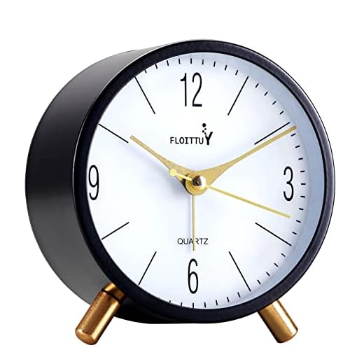 4 inches Super Silent Alarm Clock, Classic Black Beep Wake Round Alarm Clock with Night Light,Battery Operated,Easy Set Entry Lux Stylefor Desk, Bedroom and Home Decoration