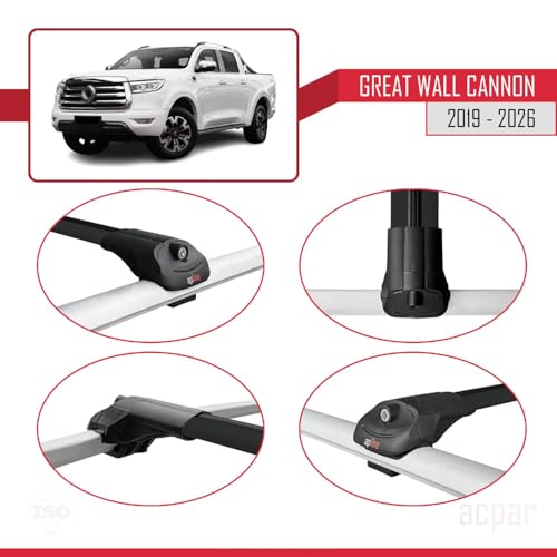 Barres de toit pour Great Wall Cannon 2019-2026 en aluminium noir