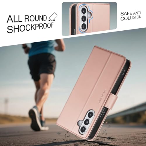 HawkBox Compatible with Samsung Galaxy S26 Plus Case Wallet with Card Holder [4 Card Slot] Women Men,RFID Blocking PU Leather Phone Case Flip Protector Cover Credit Card Slot Kickstand,Rose Gold by HawkBox - Used condition - Image 2