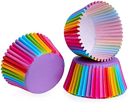 125 Pcs Cupcake Cases Paper Wrapper Comes in 5 Stylish Designs for Baking Muffin (125Pcs, 5 Styles)-Rainbow Styles Cupcake Liners for Wedding Birthday Party