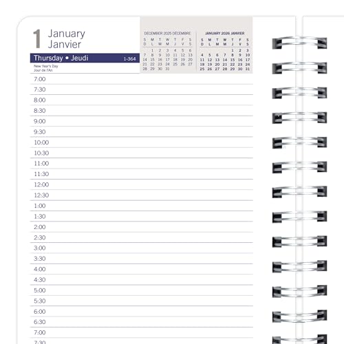 Blueline® 2026 DuraGlobe™ Daily Appointment Book, 12 Months, January to December, Bamboo Fibre, 8" x 5", Black, Bilingual (C210.81BT-26) by BLUELINE - Image 3
