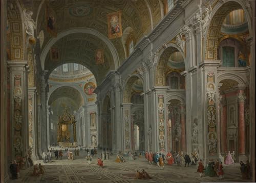 Affiche de Arts Célèbres Tableaux Paolo Pannini Toile Décoration Salon Saint Peters 60x90