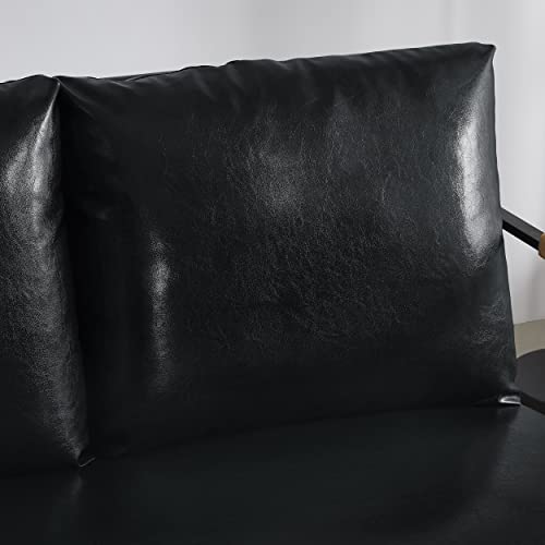 Ubgo Mid-Century Modern 2-Seater Sofa,Metal Frame With Faux Leather Upholstery Loveseat (Black) #TOP7