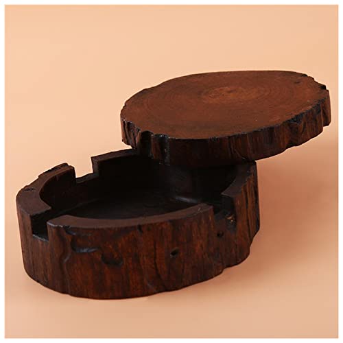 dianyuntech Posacenere Creativo colore log sud-est asiatico caratteristico posacenere in legno massello Personalità posacenere in legno con coperchio Posacenere fresco (taglia : S)