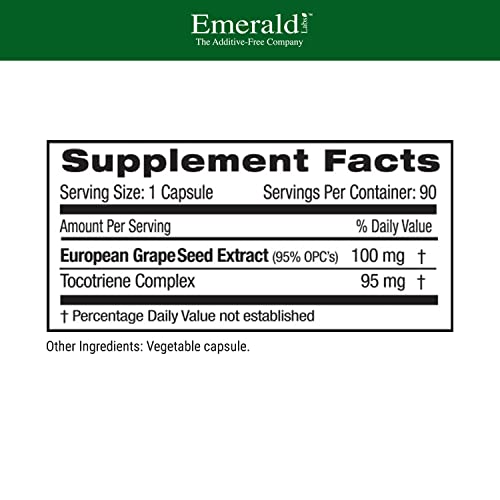 Emerald Labs Grape Seed Extract - Dietary Supplement With Tocotriene Complex For Vitality, Immune Function, And Blood Flow - 90 Vegetable Capsules #TOP1