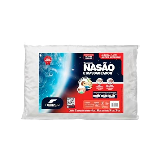 Travesseiro Nasa Alto - Nasão - P/fronhas 50x70 cm - Fibrasca, Branco