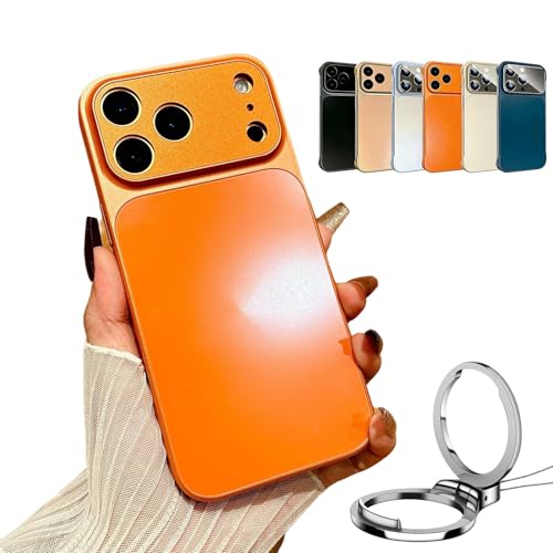Full-Coverage Frosted Anti-Drop Phone Case for iPhone 17/16/15/14/13 Pro Max Series, Lens All Inclusive Protective Case (Orange,for iPhone 16 Pro)