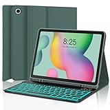 Keyboard Case for Samsung Galaxy Tab S6 Lite 10.4” 2024/2022/2020, Backlit Detachable Bluetooth Keyboard, Smart Folio Cover with S Pen Holder for Tablet S6 Lite SM-P620/P625/P610/P613/P615/P619, Green
