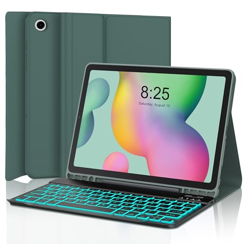 Keyboard Case for Samsung Galaxy Tab S6 Lite 10.4” 2024/2022/2020, Backlit Detachable Bluetooth Keyboard, Smart Folio Cover with S Pen Holder for Tablet S6 Lite SM-P620/P625/P610/P613/P615/P619, Green