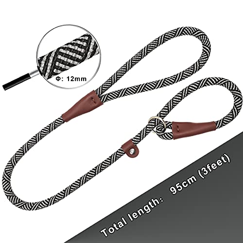 Sepxufore 3Ft Slip Lead Dog Leash, 1/2 Inch Rope Dog Walking And Training Lead, No Pull Strong Nylon Leash Great For Medium And Large Black #TOP2