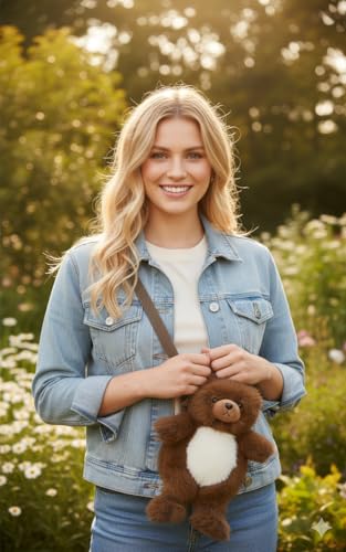 Bolso cruzado para niñas y adolescentes con oso 3D y funda de móvil 3