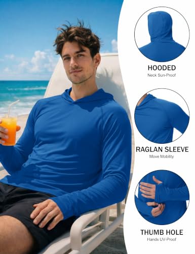 Image of KEFITEVD Men's Sun Hoodie Long Sleeve Fishing UPF 50+ SPF Quick Dry Shirts