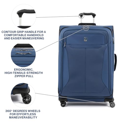 Travelpro Tourlite Softside 29" Expandable Luggage with 4 Spinner Wheels, Lightweight Suitcase, Checked Large, Blue - image 2
